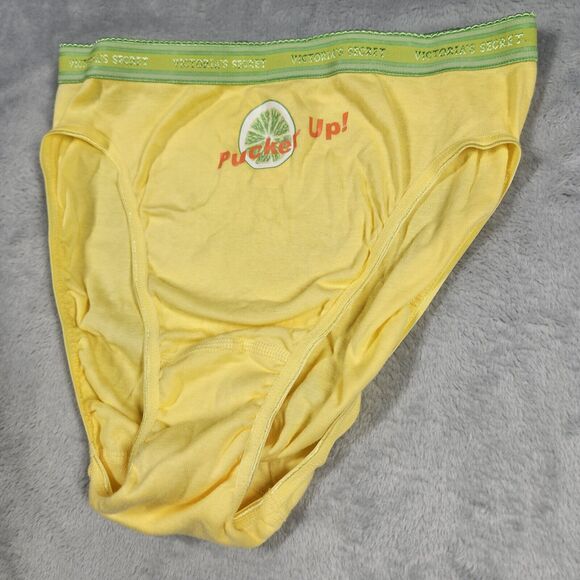 Vintage Victoria's Secret Cotton Signature Band Hi-Leg Brief Panties S Pucker Up - Picture 2 of 7
